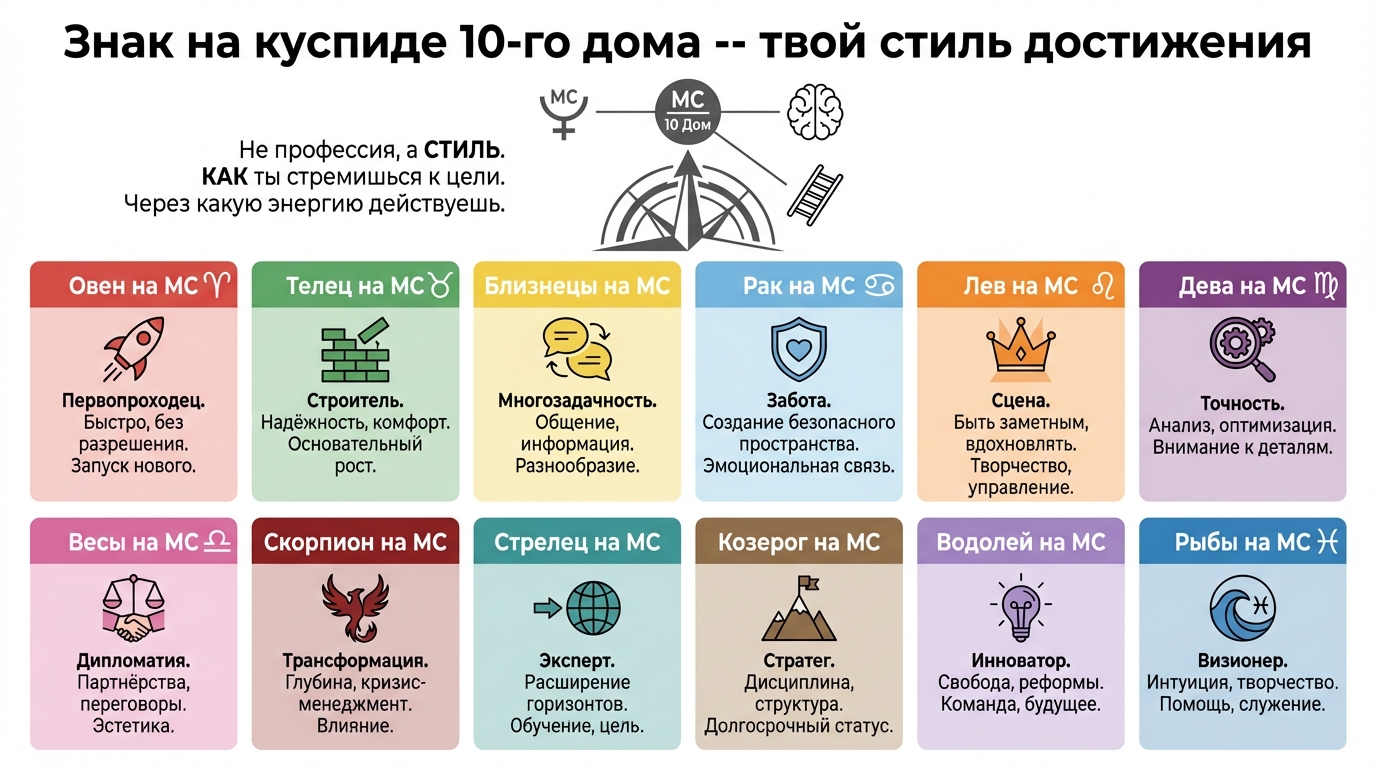 Знак на куспиде 10-го дома -- твой стиль достижения