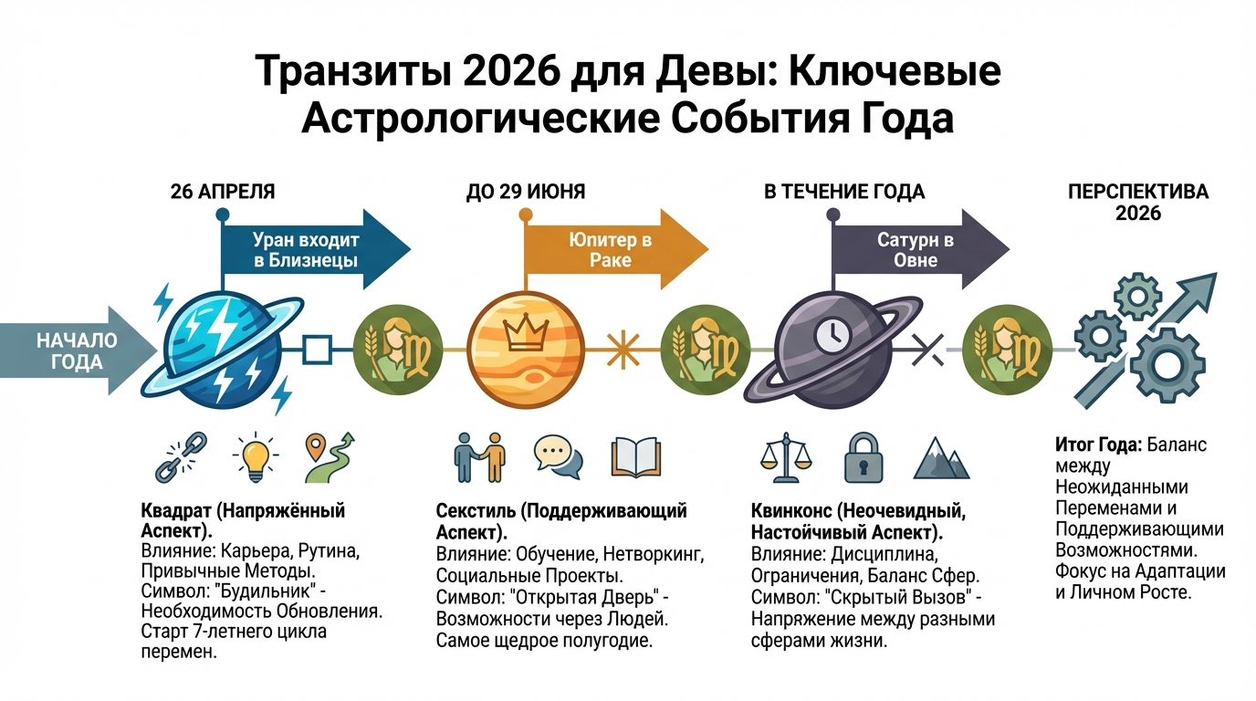 Транзиты 2026 года для Девы
