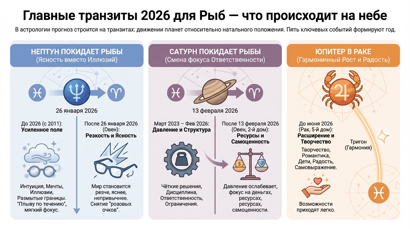 Транзиты 2026 года для Рыб