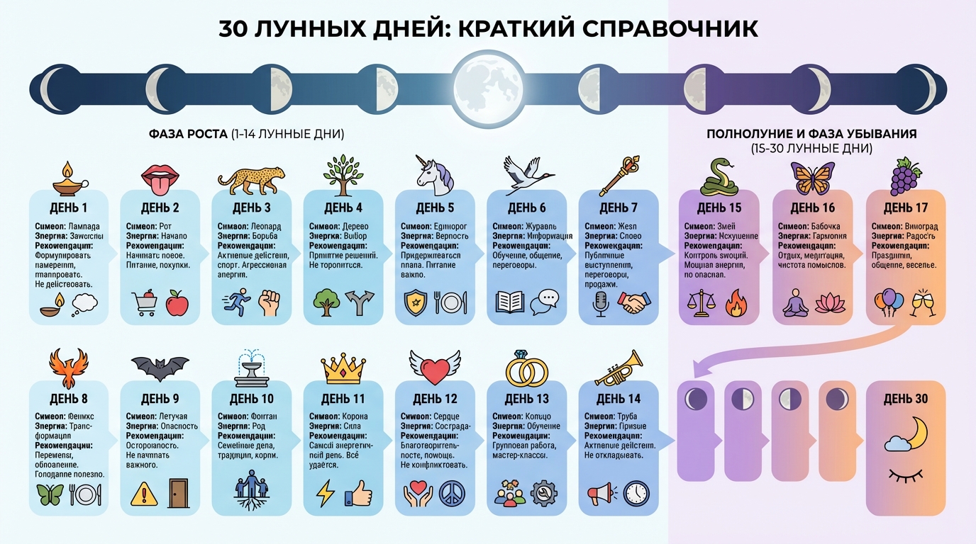 30 лунных дней: краткий справочник