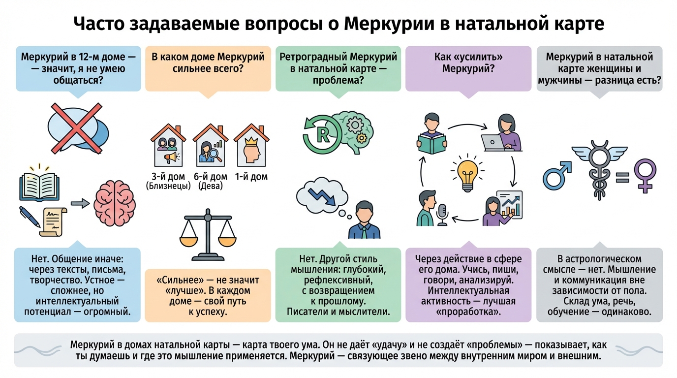 Меркурий в каждом из 12 домов