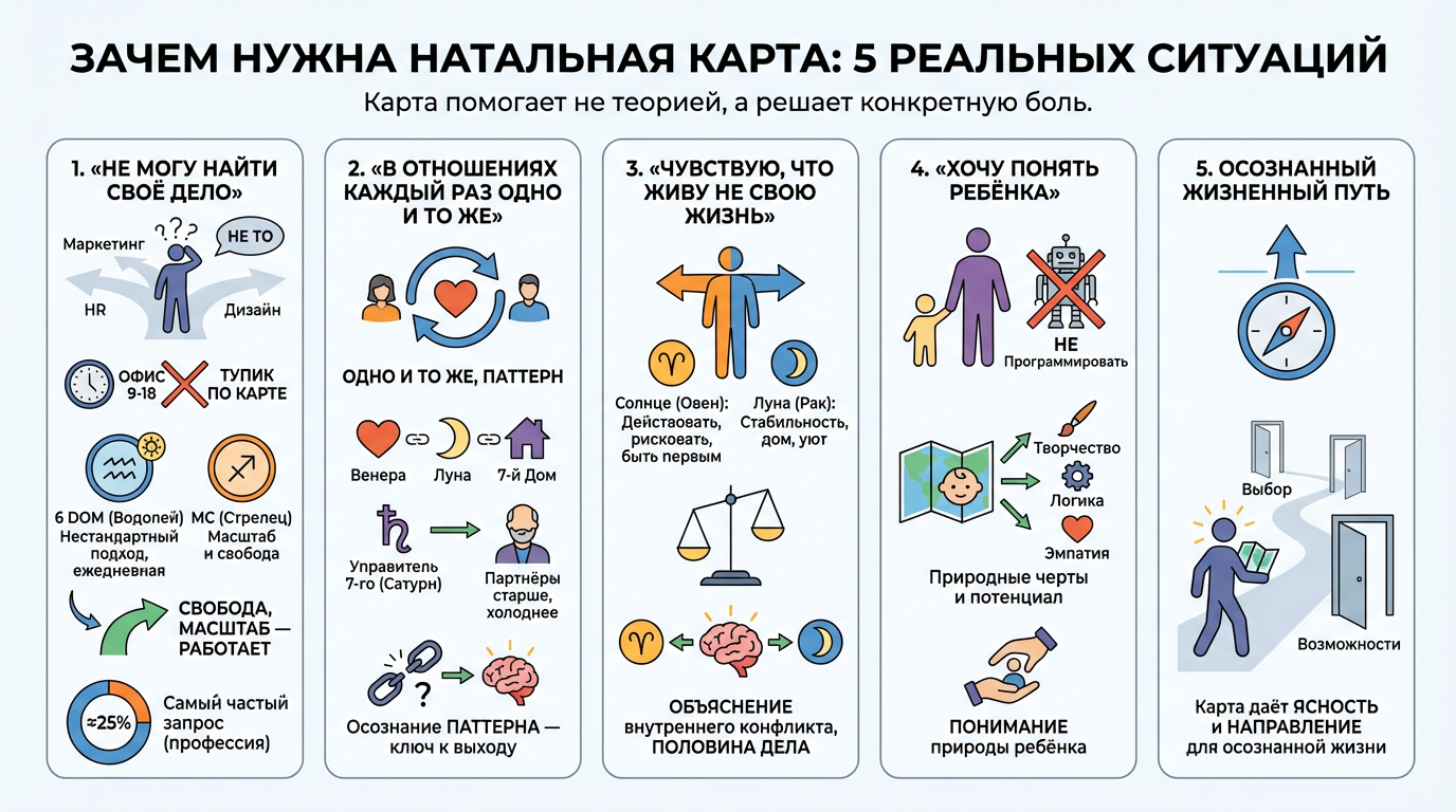 5 ситуаций, когда натальная карта помогает