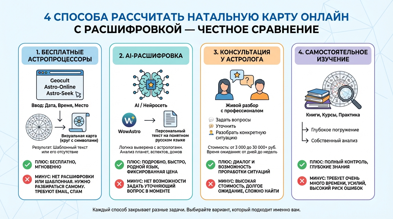 4 способа рассчитать натальную карту онлайн с расшифровкой — честное сравнение