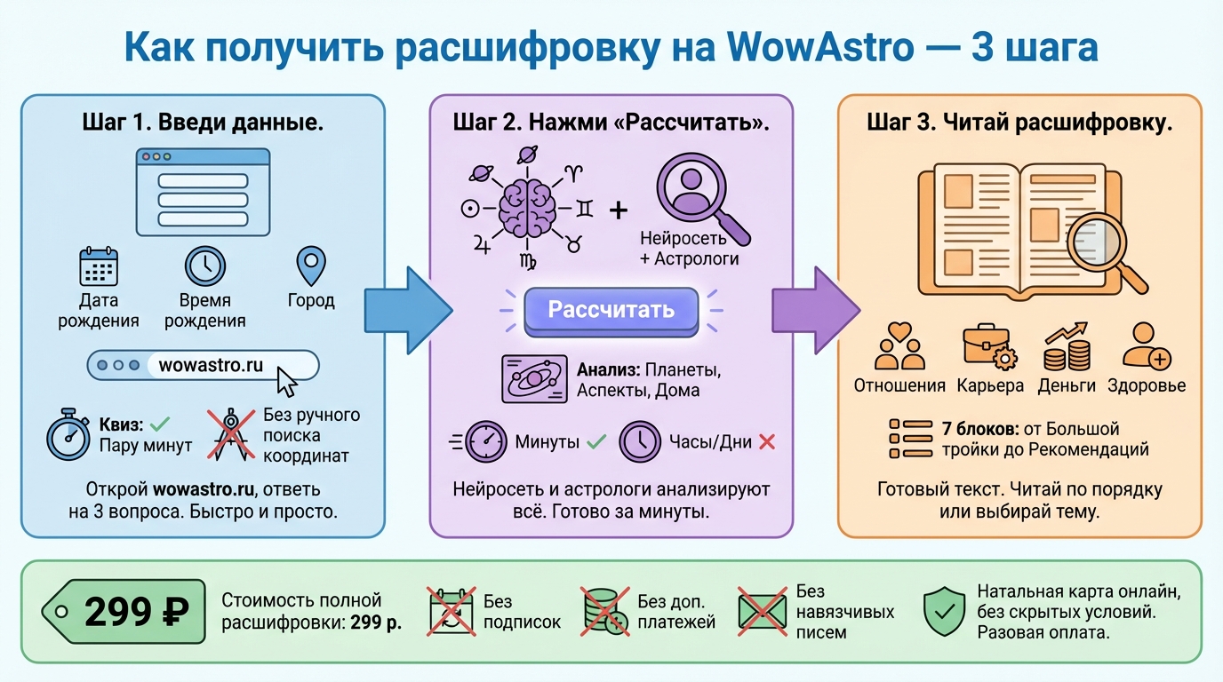 Как получить расшифровку на WowAstro — 3 шага