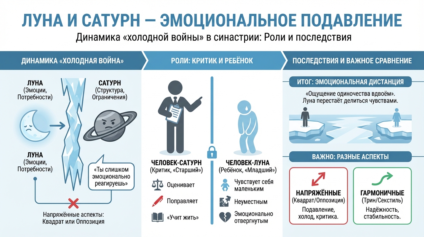 Луна и Сатурн — эмоциональное подавление