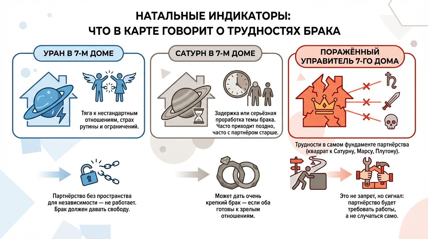Натальные индикаторы: что в карте говорит о трудностях брака