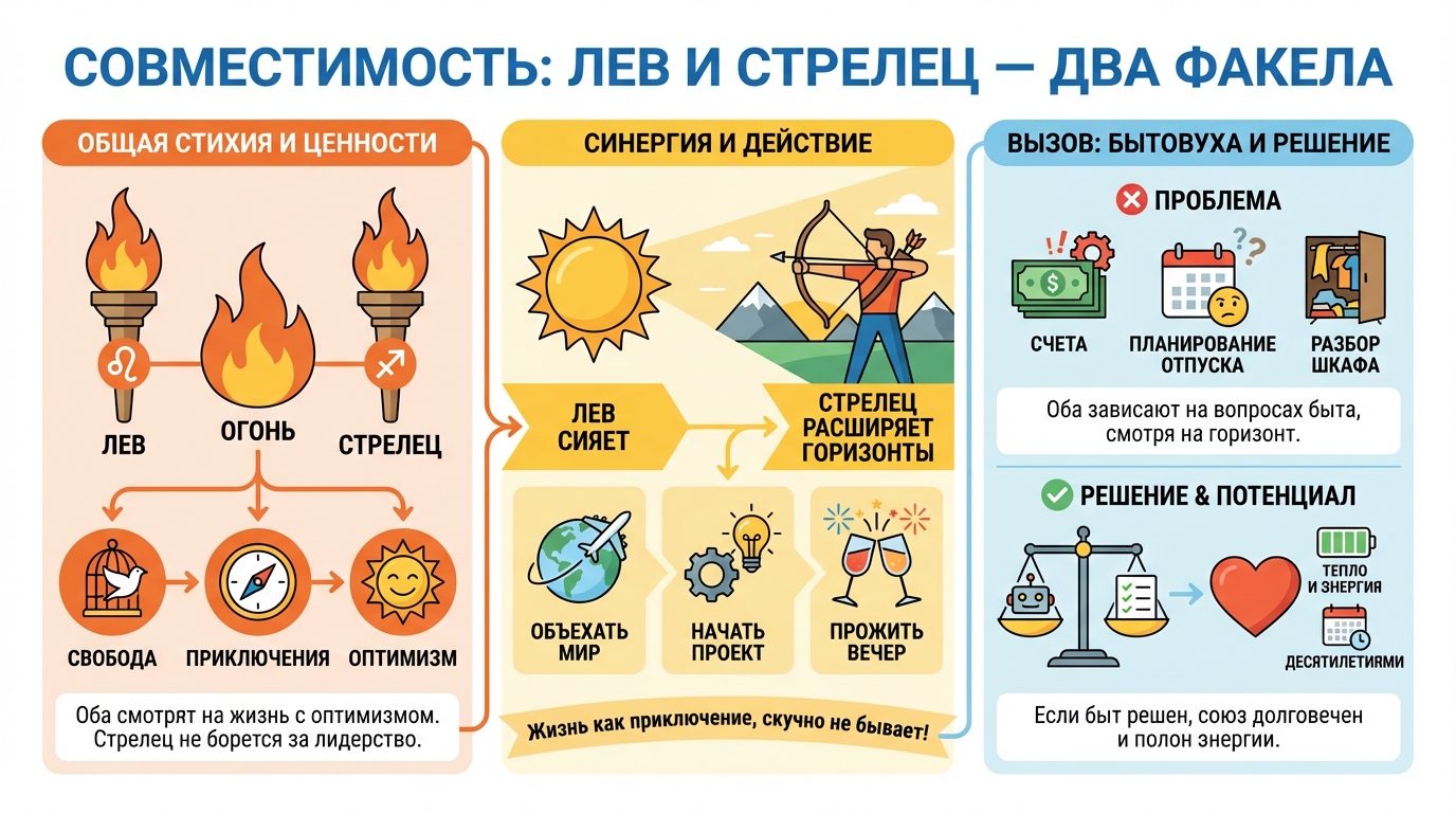 Лев и Стрелец — два факела