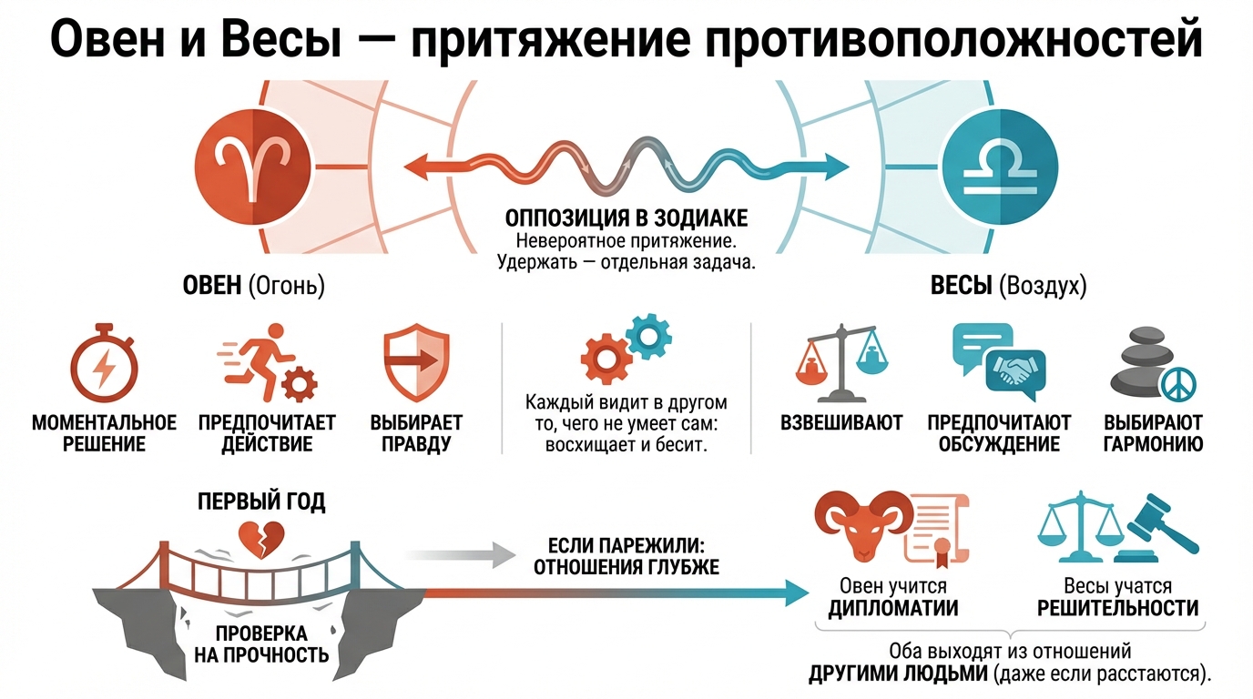 Овен и Весы — притяжение противоположностей