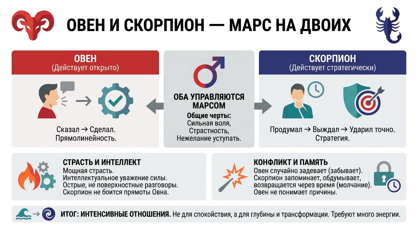 Овен и Скорпион — Марс на двоих