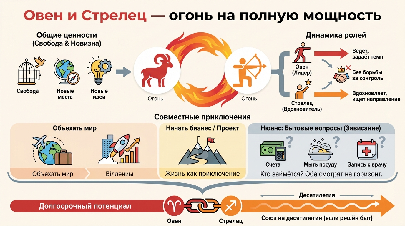 Овен и Стрелец — огонь на полную мощность