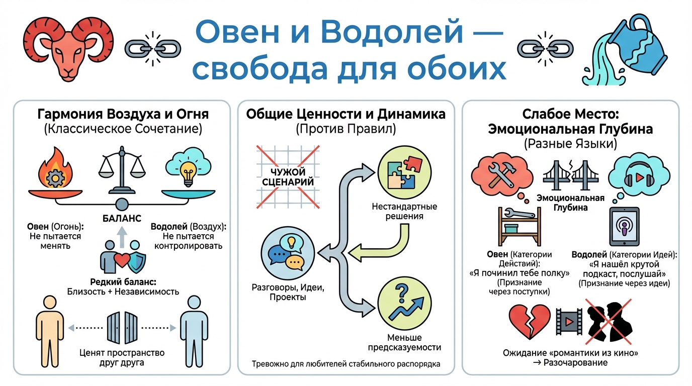 Овен и Водолей — свобода для обоих
