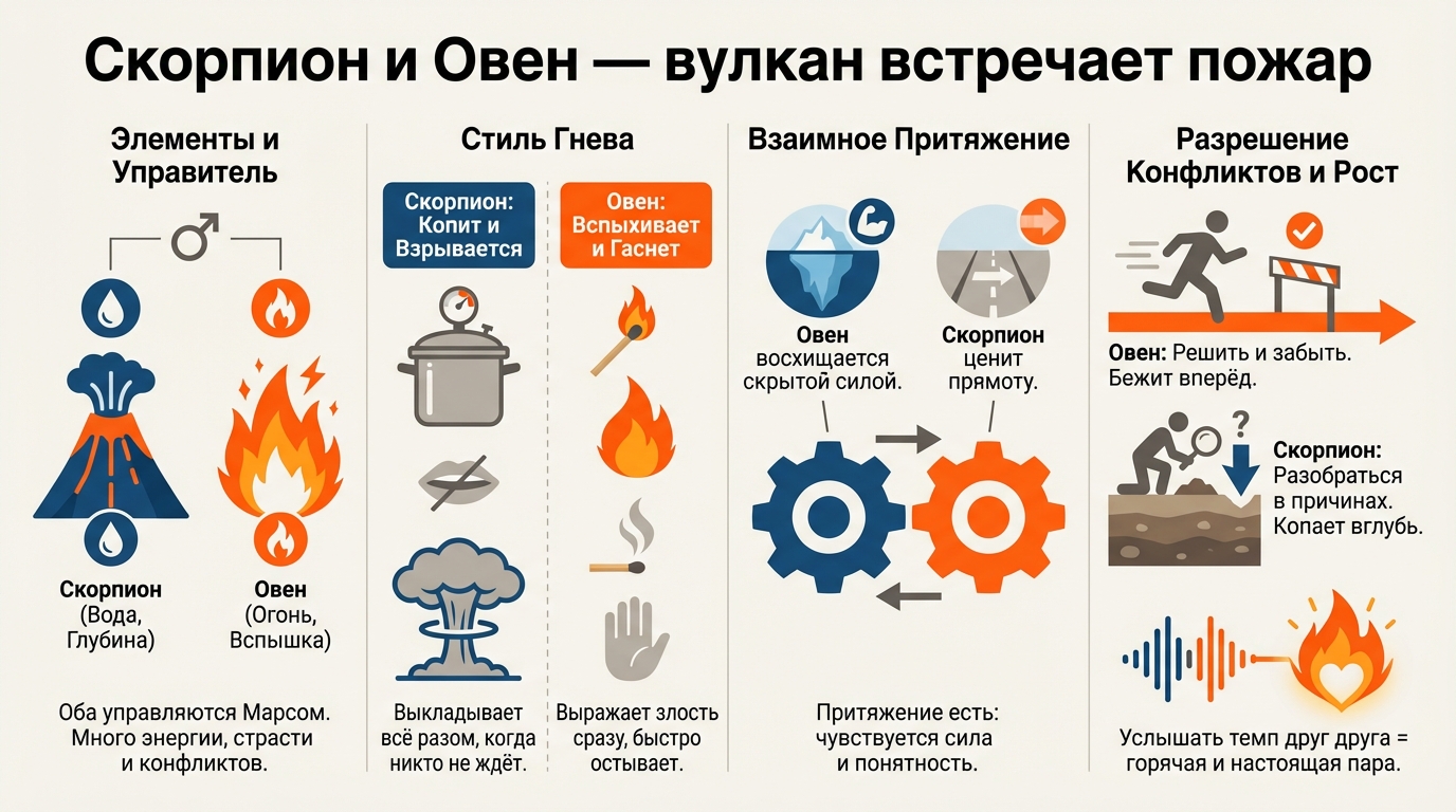 Скорпион и Овен — вулкан встречает пожар