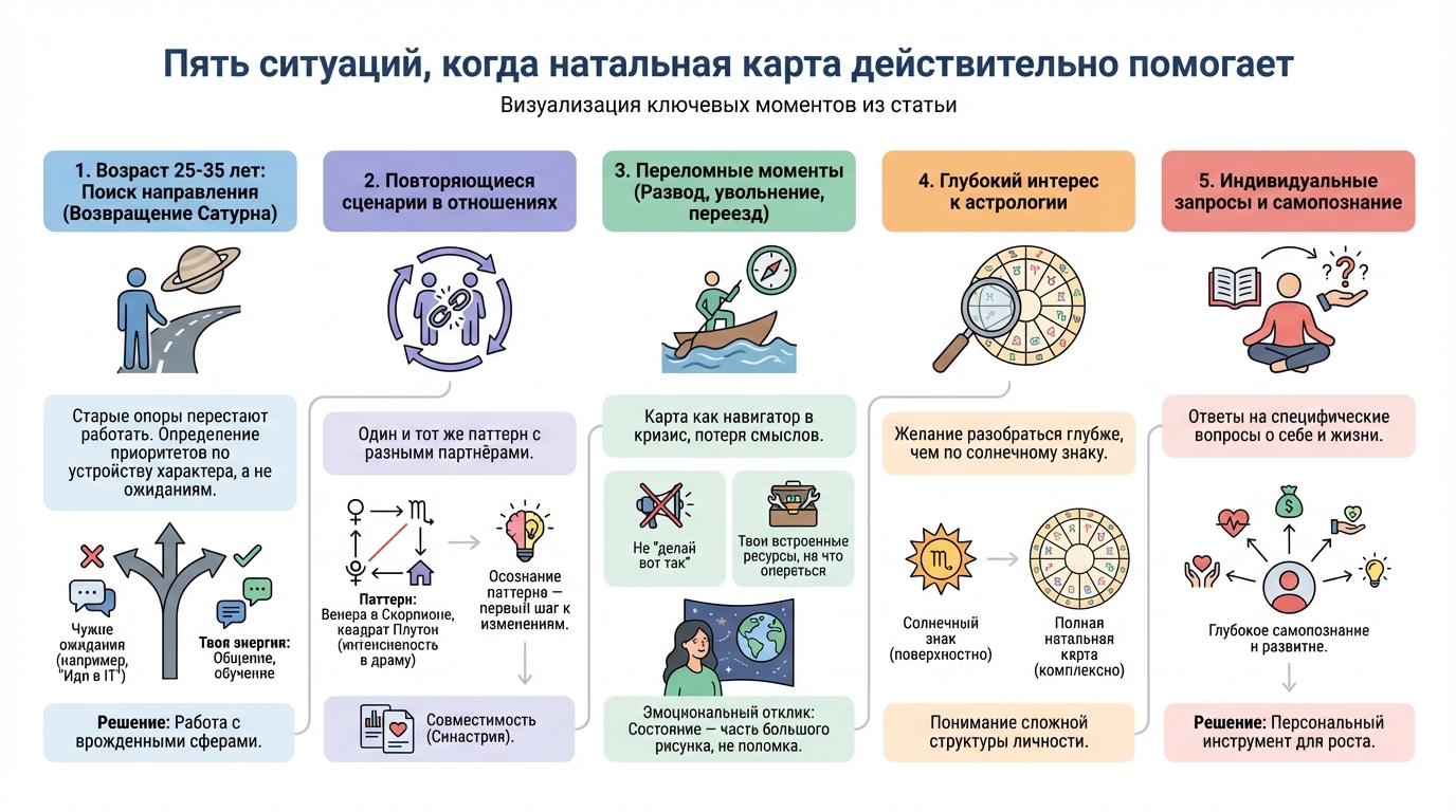 Пять ситуаций, когда натальная карта действительно помогает