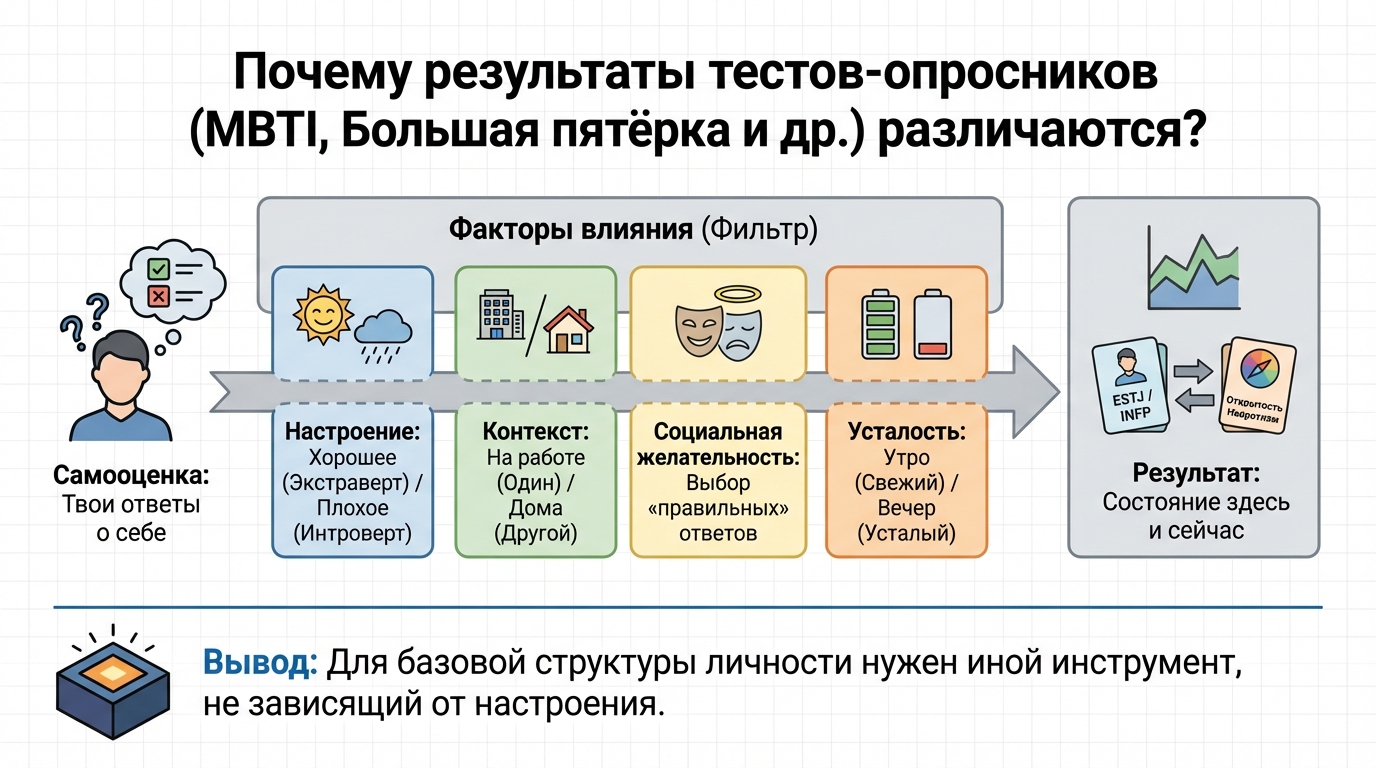Почему тесты-опросники дают разные результаты — 4 фактора