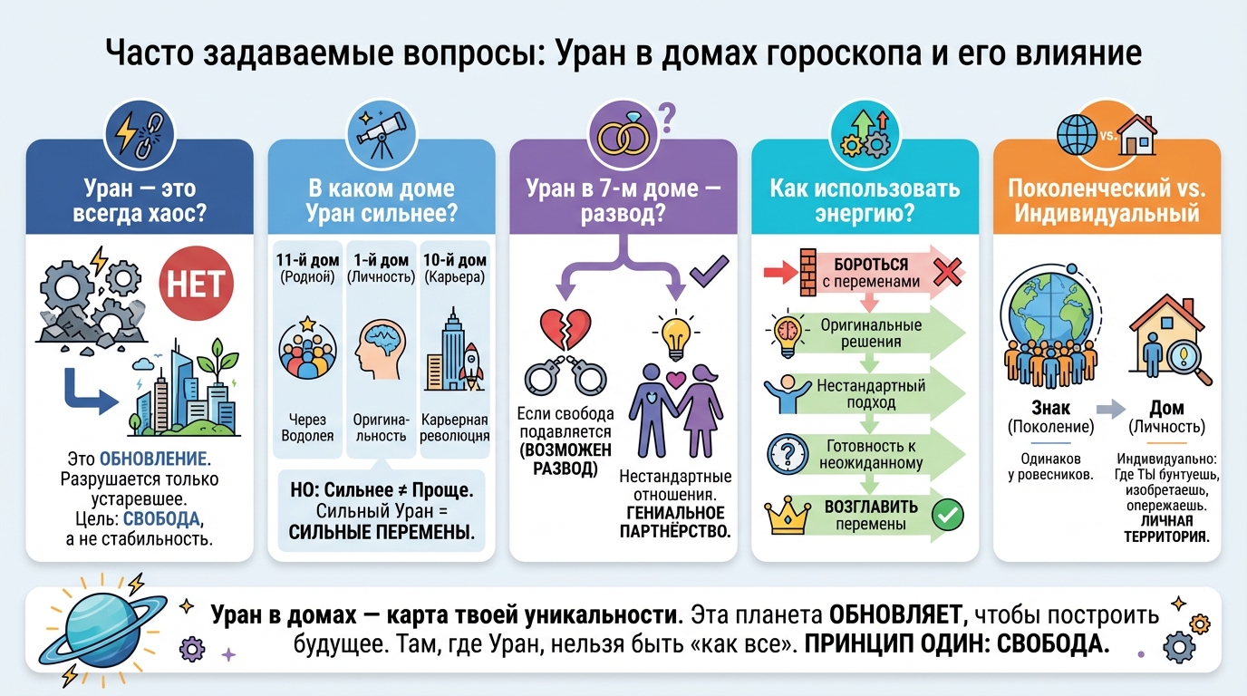 Уран в каждом из 12 домов