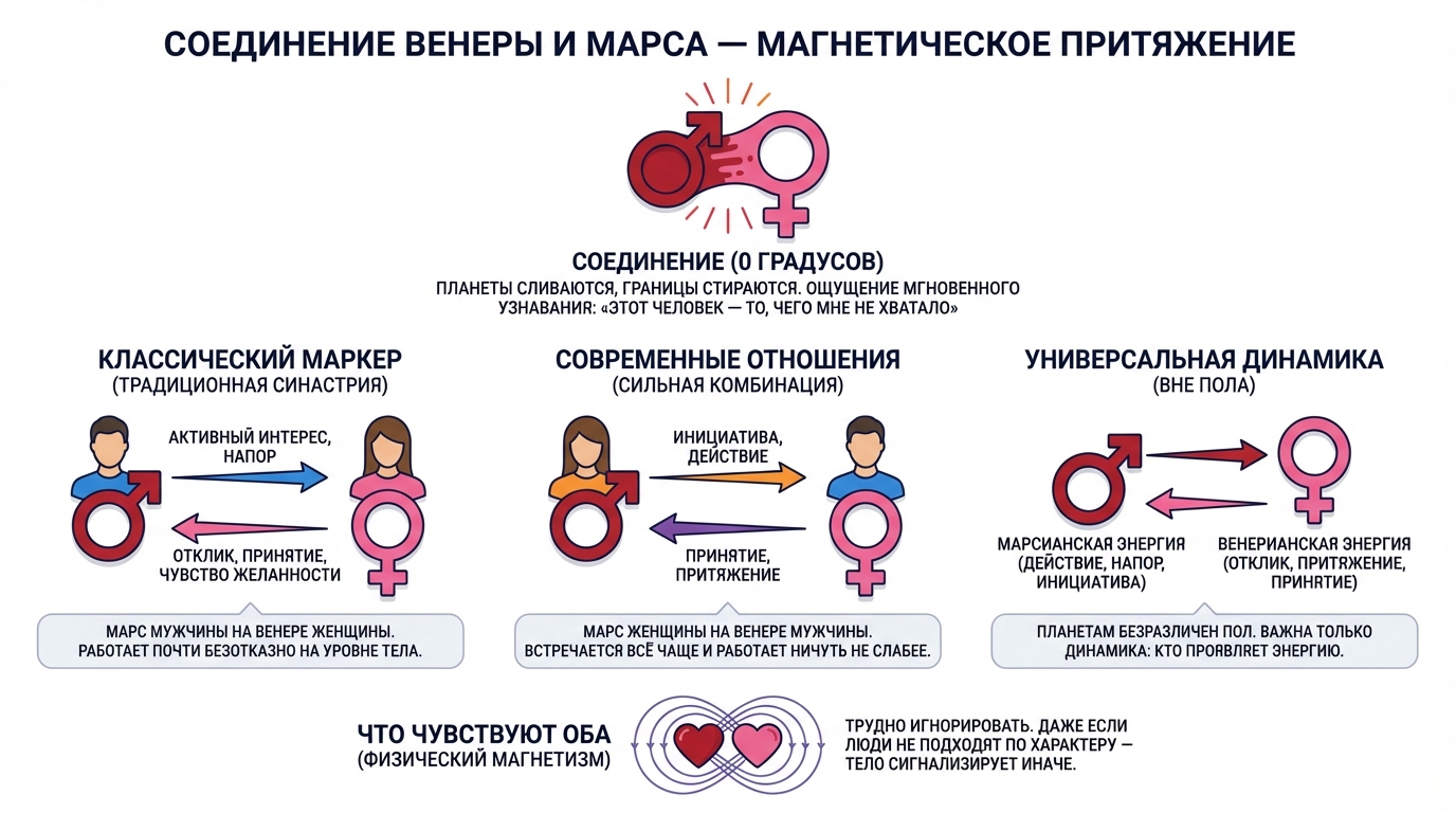 Соединение Венеры и Марса — магнетическое притяжение